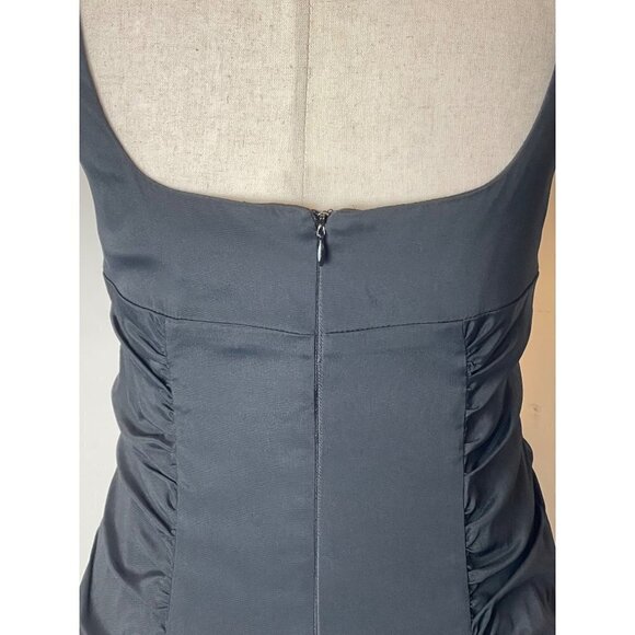 Betsy & Adam Black Sleeveless Square Neck Ruched Waist Ruffled Hem Dress 6 - Picture 8 of 10